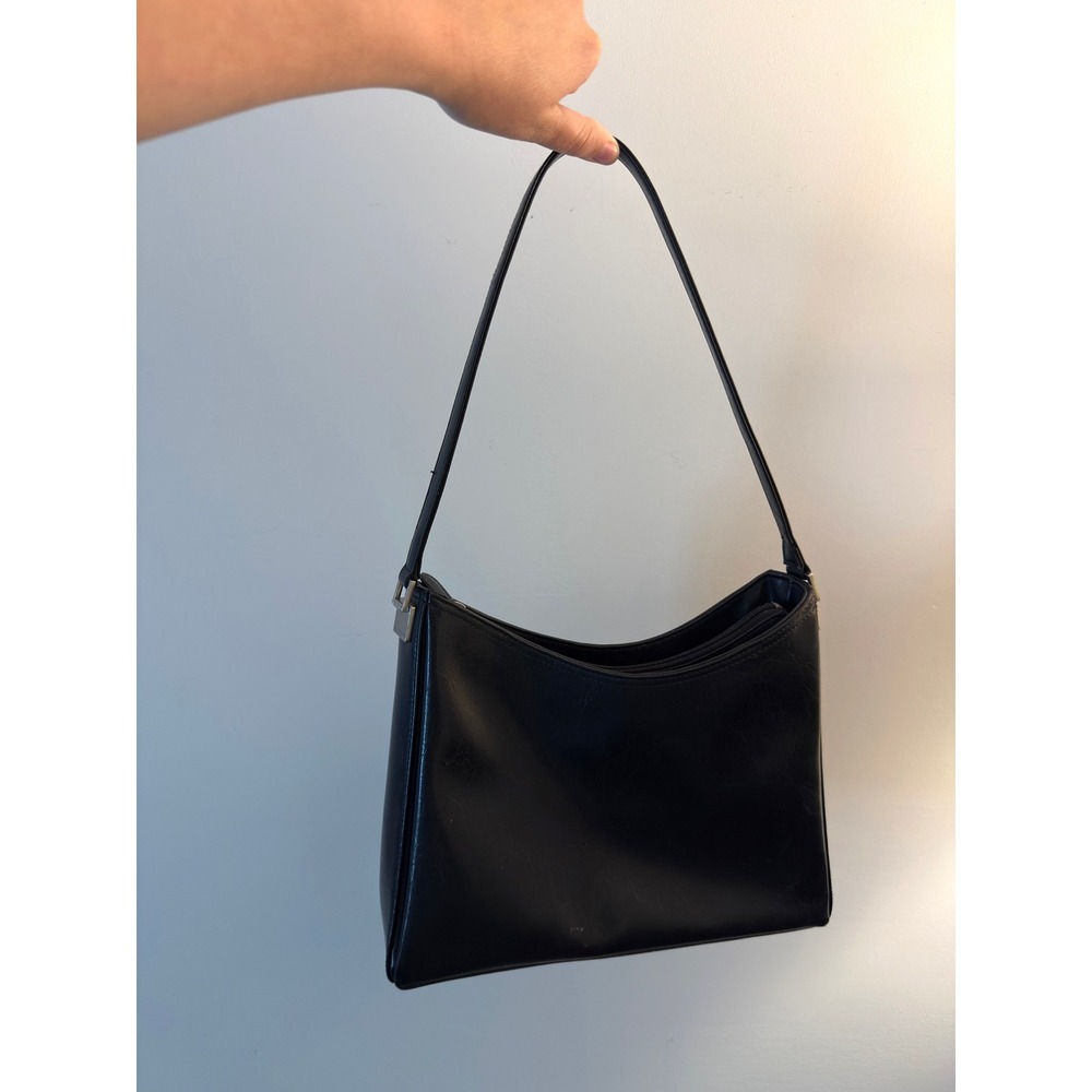 Vintage Liz Claiborne Black Shoulder Bag 90s Y2K Minimalist Purse
